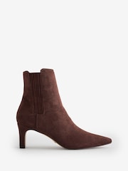 Novo Brown Standard Fit Kara Low Slim Block Heel Sqaure Point Chelsea Ankle Boots - Image 1 of 1
