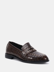 Novo Tan Brown CARMELLA Stud Detail Loafer - Image 3 of 6