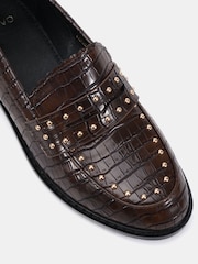 Novo Tan Brown CARMELLA Stud Detail Loafer - Image 5 of 6