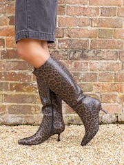Novo Animal Grateful Mid Stiletto Heel Point Knee Boots - Image 1 of 6