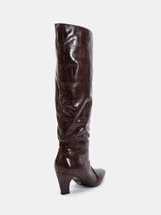 Novo Brown Wide Fit Gracelyn Curved Mid Heel Knee Boots - Image 5 of 7