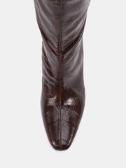 Novo Brown Wide Fit Gracelyn Curved Mid Heel Knee Boots - Image 7 of 7