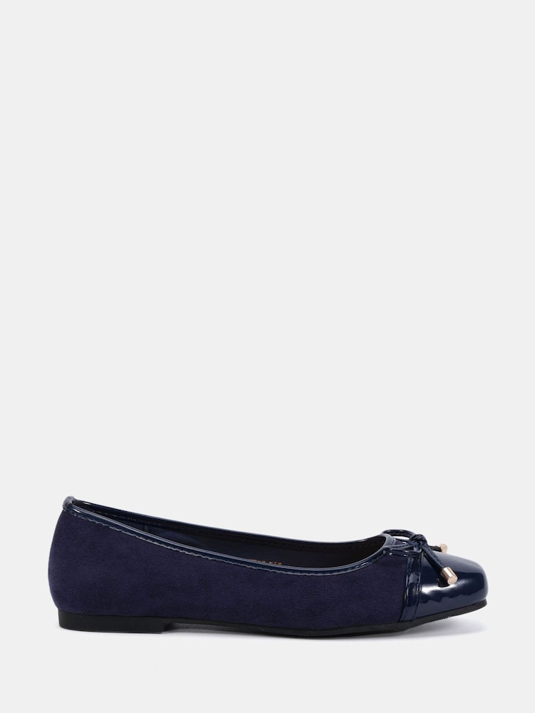 Novo Blue Wide Fit CAPRICORN Soft Sqaure Toe Cap Bow Ballerinas - Image 2 of 6 Novo Blue Wide Fit CAPRICORN Soft Sqaure Toe Cap Bow Ballerinas - Image 2 of 6