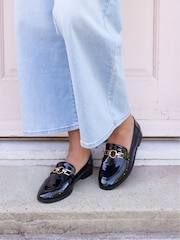 Novo Black Wide Fit Celeste Ring Trim Loafers - Image 1 of 6
