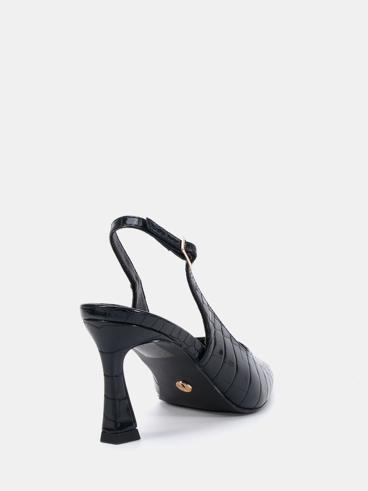 Novo Black Wide Fit ILLY Slingack Mid Heels Point Courts - Image 2 of 6