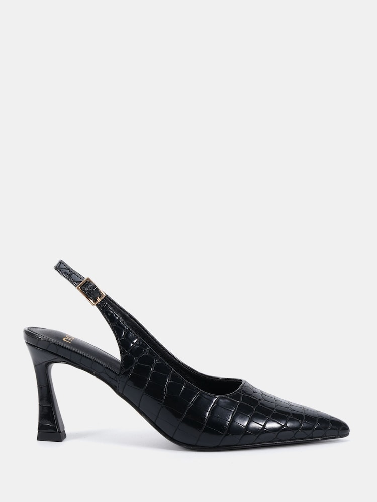 Novo Black Wide Fit ILLY Slingack Mid Heels Point Courts - Image 6 of 6