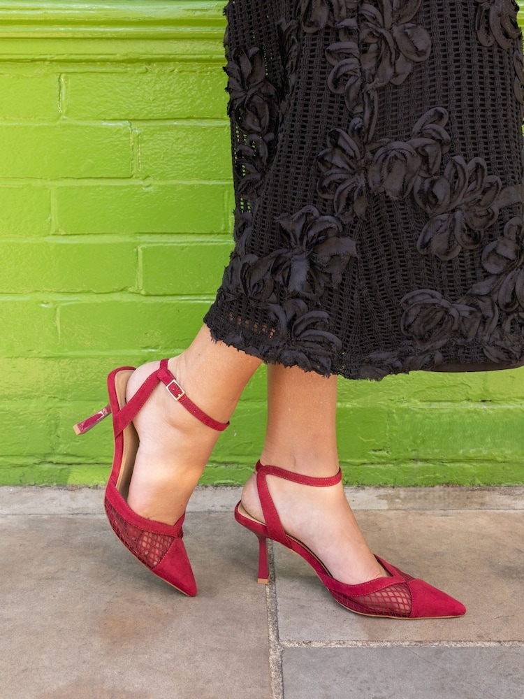 Novo Red ICY Mesh Ankle Strap Stiletto Courts - Image 1 of 6