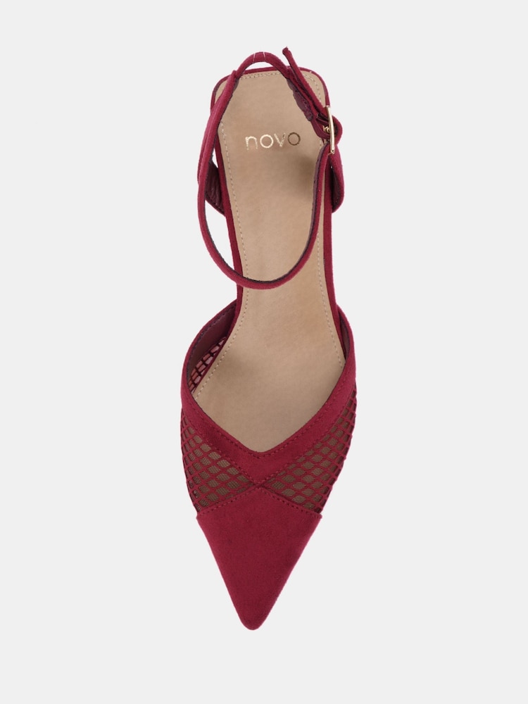 Novo Red ICY Mesh Ankle Strap Stiletto Courts - Image 6 of 6