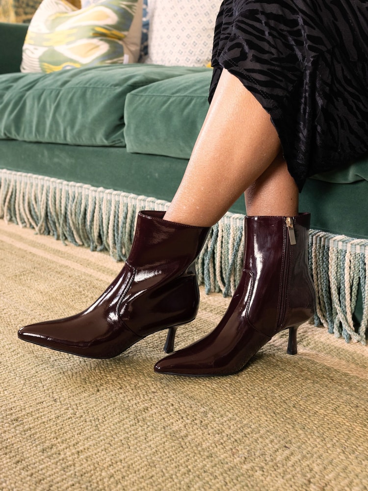 Vermelho - Novo Kylie Mid Stiletto Heel Point Ankle Boots - Imagem 1 de 6