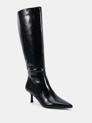 Novo Black Grateful Mid Stiletto Heel Point Knee Boots - Image 3 of 6