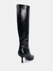 Novo Black Grateful Mid Stiletto Heel Point Knee Boots - Image 4 of 6
