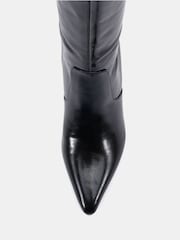 Novo Black Grateful Mid Stiletto Heel Point Knee Boots - Image 5 of 6