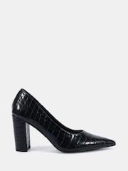 Novo Black ILLIANA Point Toe Block Heel Courts - Image 2 of 6