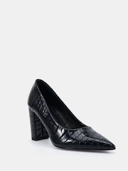 Novo Black ILLIANA Point Toe Block Heel Courts - Image 3 of 6