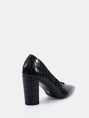 Novo Black ILLIANA Point Toe Block Heel Courts - Image 4 of 6