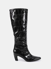 Novo Black GRACELYN Curved Mid Heel Knee Boots - Image 2 of 6