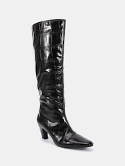 Novo Black GRACELYN Curved Mid Heel Knee Boots - Image 3 of 6