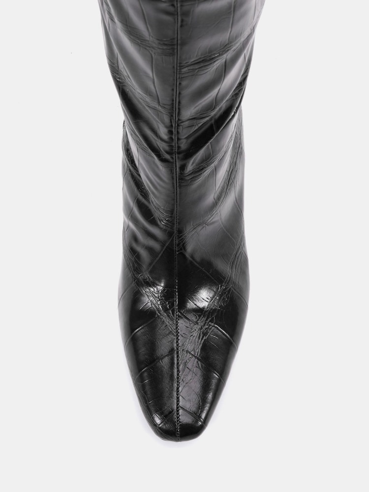 Novo Black GRACELYN Curved Mid Heel Knee Boots - Image 6 of 6