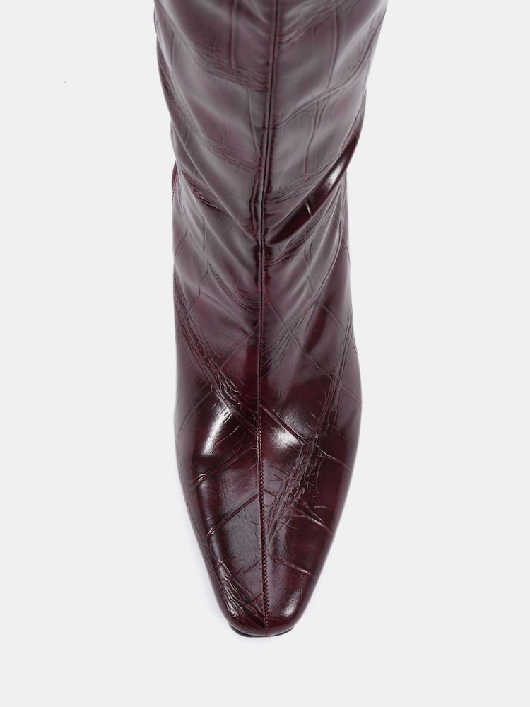 Novo Red Wide Fit Gracelyn Curved Mid Heel Knee Boots - Image 7 of 7