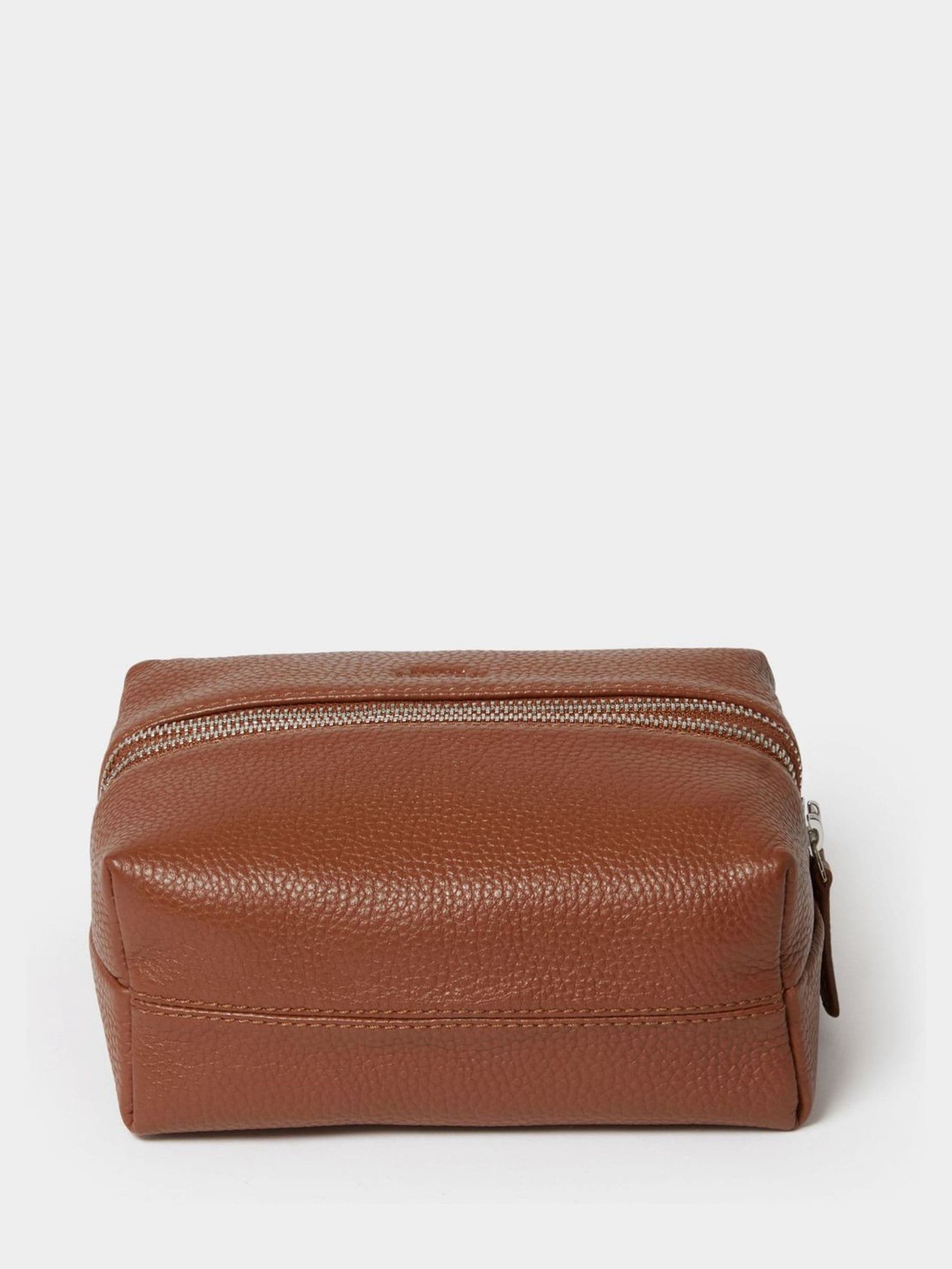 Buy Osprey London Brown The Double Zip Small Leather Washbag from