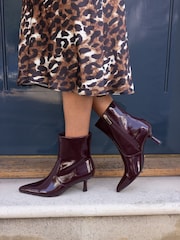 Novo Red Wide Fit Wide fit kylie Mid Stiletto Heel Point Ankle Boots - Image 1 of 6