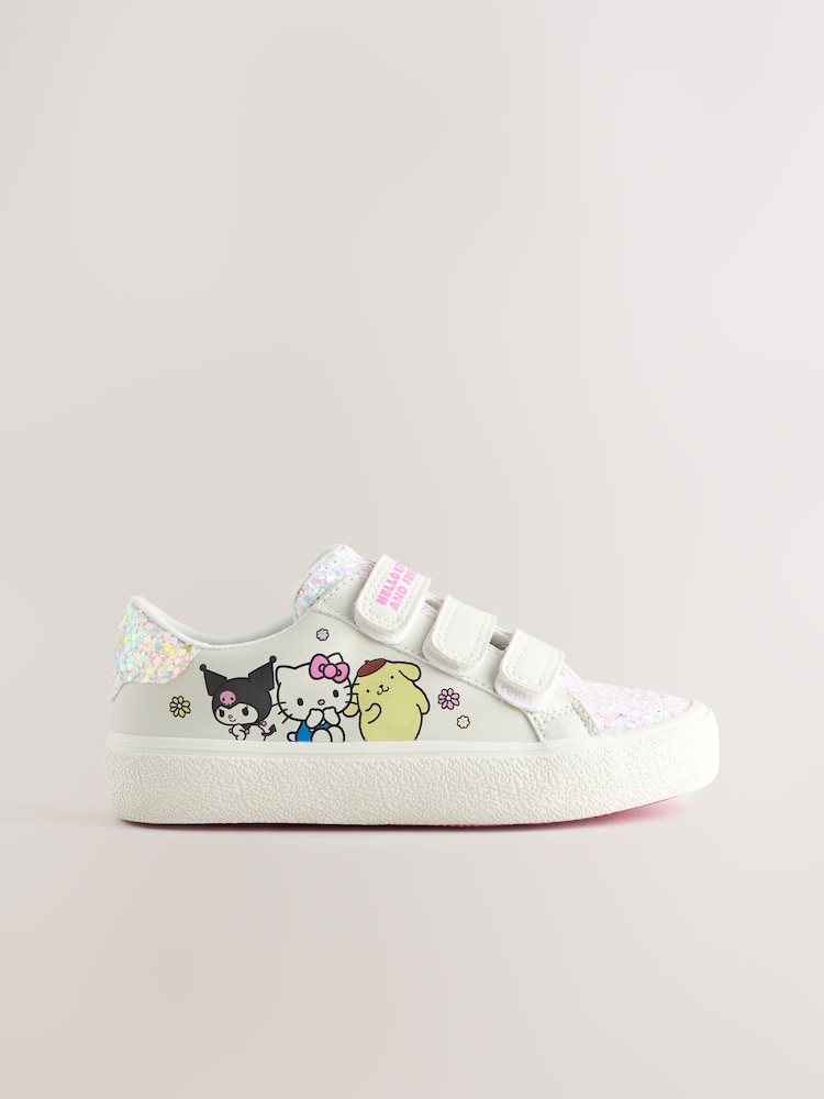 White Wide Fit (G) Hello Kitty & Friends Touch Close Fastening Trainers - Image 2 of 5 White Wide Fit (G) Hello Kitty & Friends Touch Close Fastening Trainers - Image 2 of 5