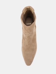 Novo Natural Wide Fit Kara Low Slim Block Heel Sqaure Point Chelsea Ankle Boots - Image 6 of 6