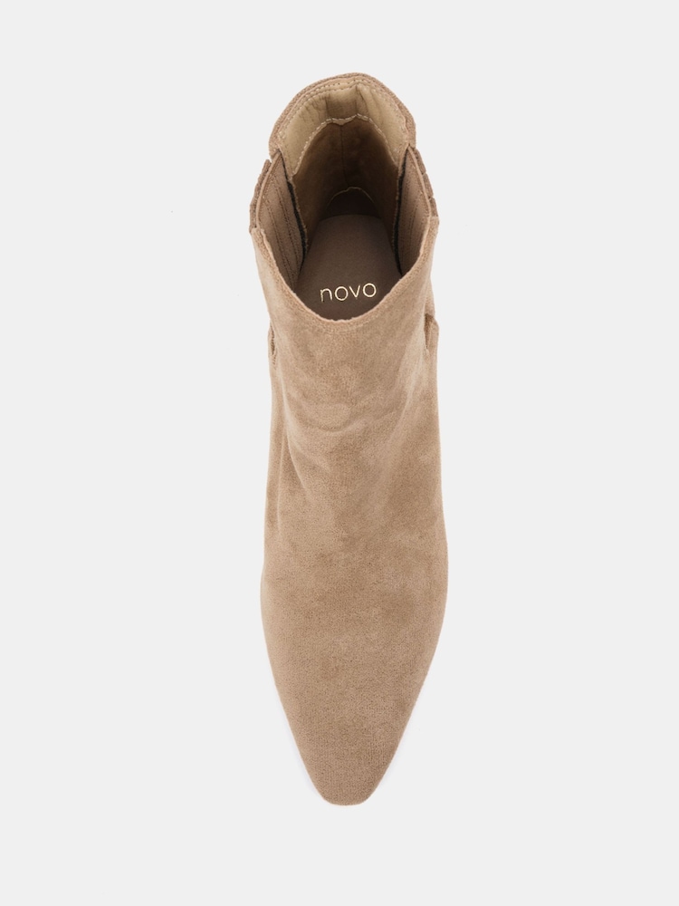 Novo Natural Wide Fit Kara Low Slim Block Heel Sqaure Point Chelsea Ankle Boots - Image 6 of 6