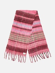 Oliver Bonas Pink Checked Logo Heavyweight Scarf - Image 5 of 6