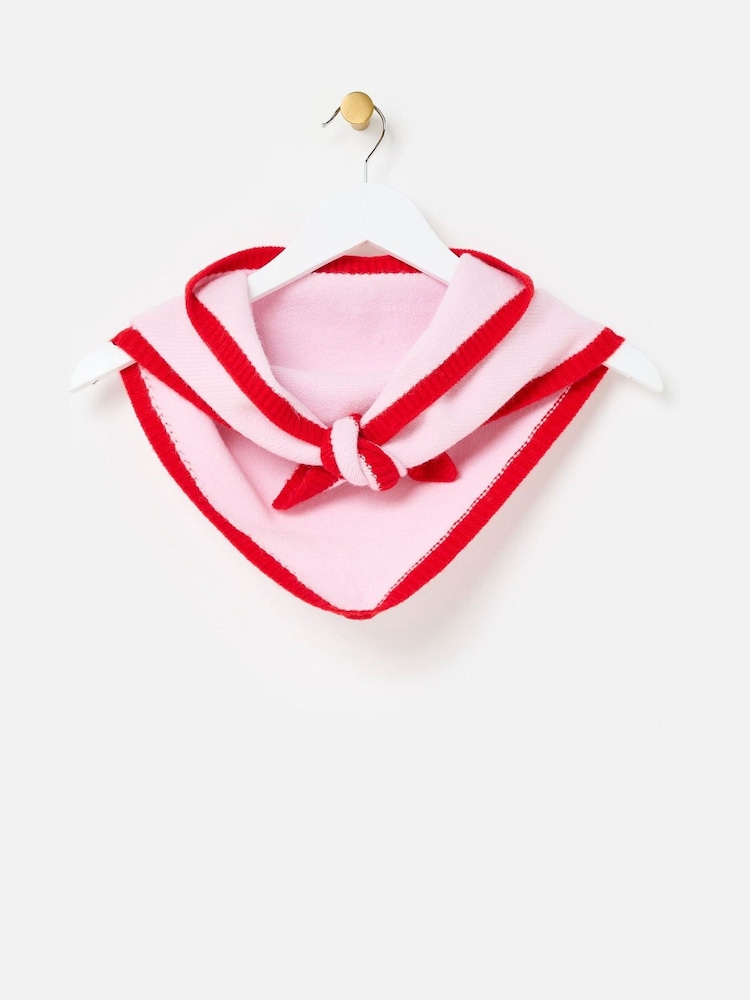 Oliver Bonas Pink Trim Ribbed Knitted Triangle Scarf - Image 1 of 5 Oliver Bonas Pink Trim Ribbed Knitted Triangle Scarf - Image 1 of 5