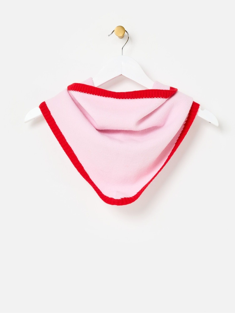Oliver Bonas Pink Trim Ribbed Knitted Triangle Scarf - Image 2 of 5