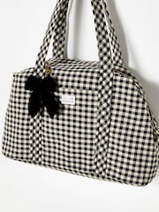 Oliver Bonas Black Gingham Weekend Bag - Image 1 of 6