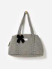 Oliver Bonas Black Gingham Weekend Bag - Image 2 of 6