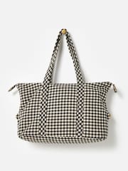 Oliver Bonas Black Gingham Weekend Bag - Image 3 of 6