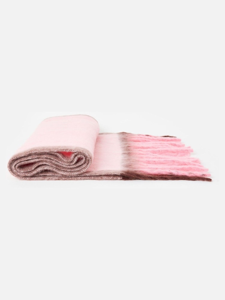 Oliver Bonas Pink Side Stripe Heavyweight Scarf - Image 2 of 5