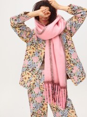 Oliver Bonas Pink Side Stripe Heavyweight Scarf - Image 5 of 5