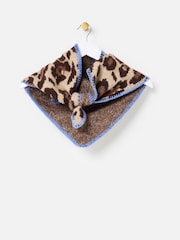 Oliver Bonas Brown Leopard Print Knitted Triangle Scarf - Image 1 of 4