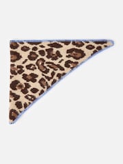 Oliver Bonas Brown Leopard Print Knitted Triangle Scarf - Image 3 of 4