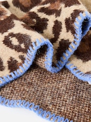 Oliver Bonas Brown Leopard Print Knitted Triangle Scarf - Image 4 of 4