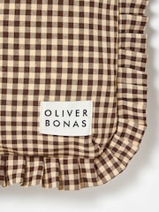 Oliver Bonas Brown Gingham Ruffle Tote Bag - Image 5 of 6