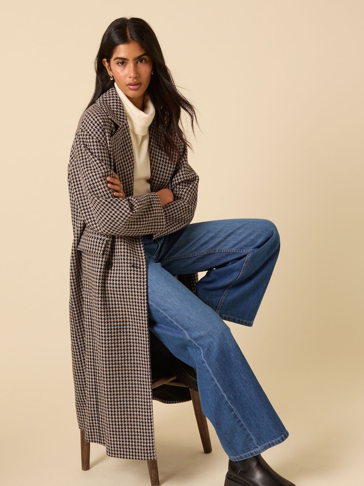 Nobodys Child Black Sophana Relaxed Check DB Coat - Image 2 of 6