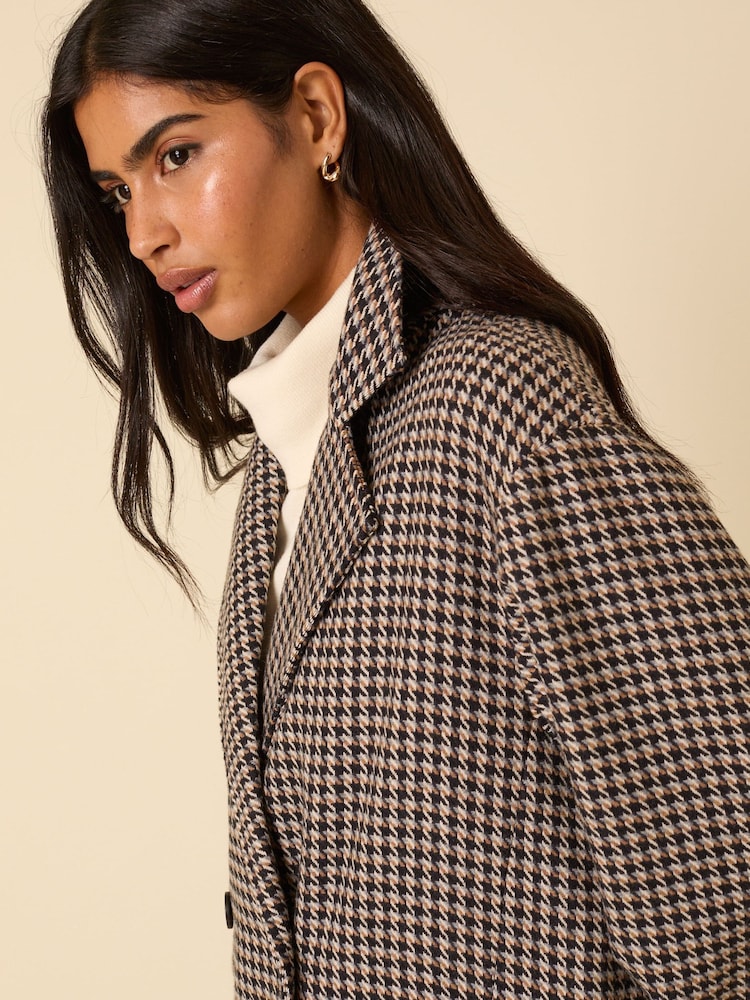 Nobodys Child Black Sophana Relaxed Check DB Coat - Image 6 of 6