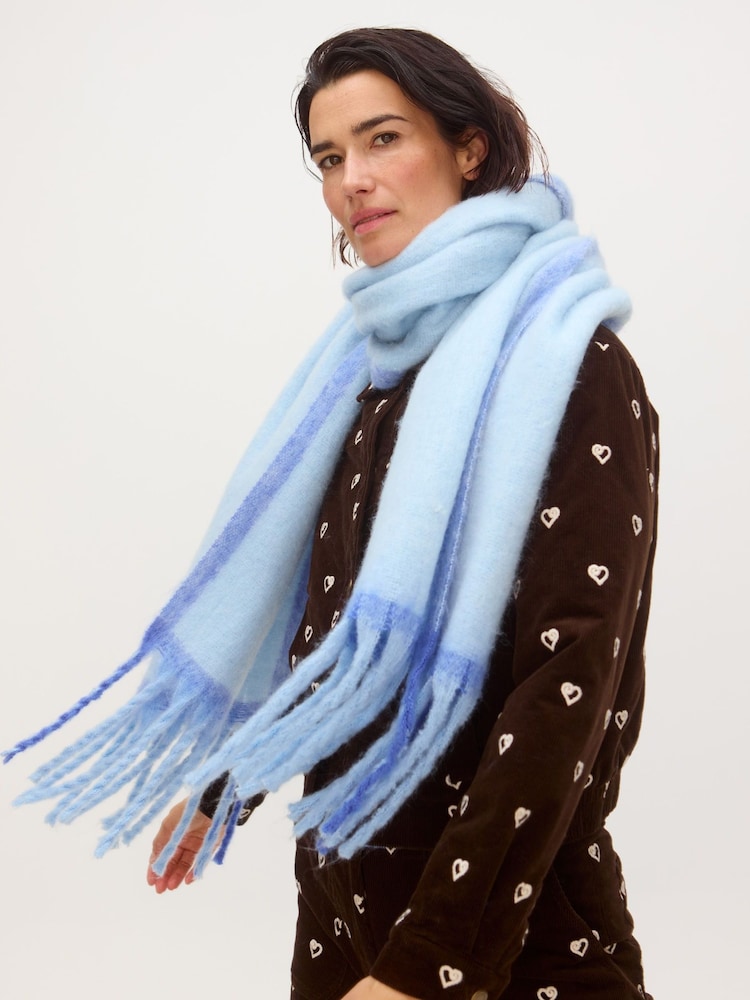 Oliver Bonas Blue Side Stripe Heavyweight Scarf - Image 5 of 5
