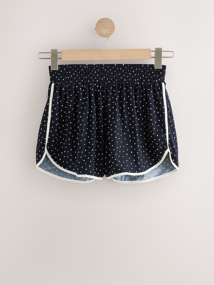 Navy Polka Dot Active Lightweight Sports Shorts - Image 1 of 9