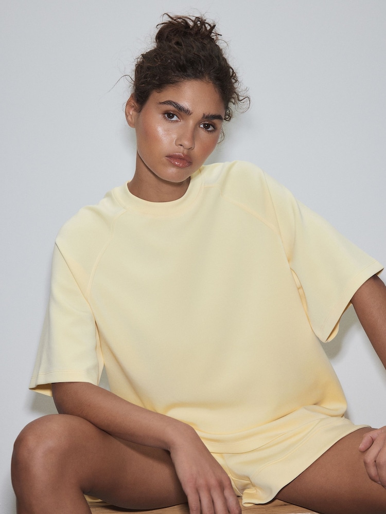 Lemon Yellow Active Modal Oversized Sports T-Shirt - Image 1 of 9