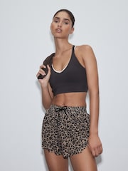 Animal Print Active Sports Jersey Layer Running Shorts with Pockets - Image 2 of 9