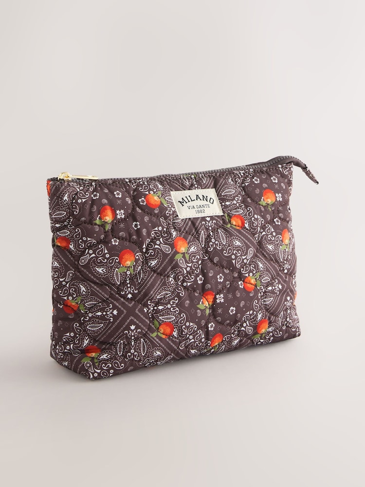 Chocolate Brown Nylon Printed Pouch - Image 1 of 5