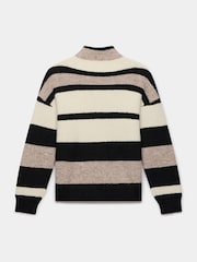 Mint Velvet Natural Striped Knit High Neck Jumper - Image 8 of 8