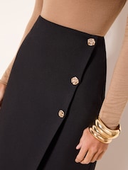 Lipsy Tailored Asymmetrical Button Detail Midi Skirt - Imaginea 3 din 4