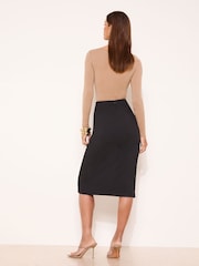 Lipsy Tailored Asymmetrical Button Detail Midi Skirt - Imaginea 4 din 4